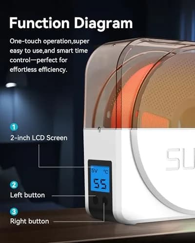 SUNLU Filament Dryer Box S1 Plus White | Fast Drying with Fan for 1.75mm/2.85mm/3.00mm PLA PETG ABS TPU Nylon Filament thumbnail 4