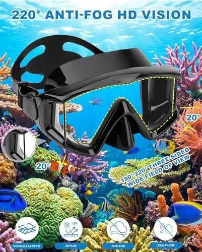 AQUA A DIVE SPORTS Black +Blue Single Lens Diving Mask | Wide View Anti-Fog for Adults thumbnail 4