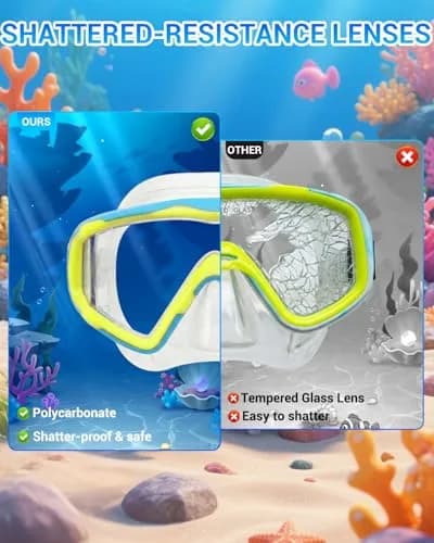 AQUA A DIVE SPORTS Kids Diving Mask Purple Blue/Blue Yellow | Single Lens Anti-Fog thumbnail 4