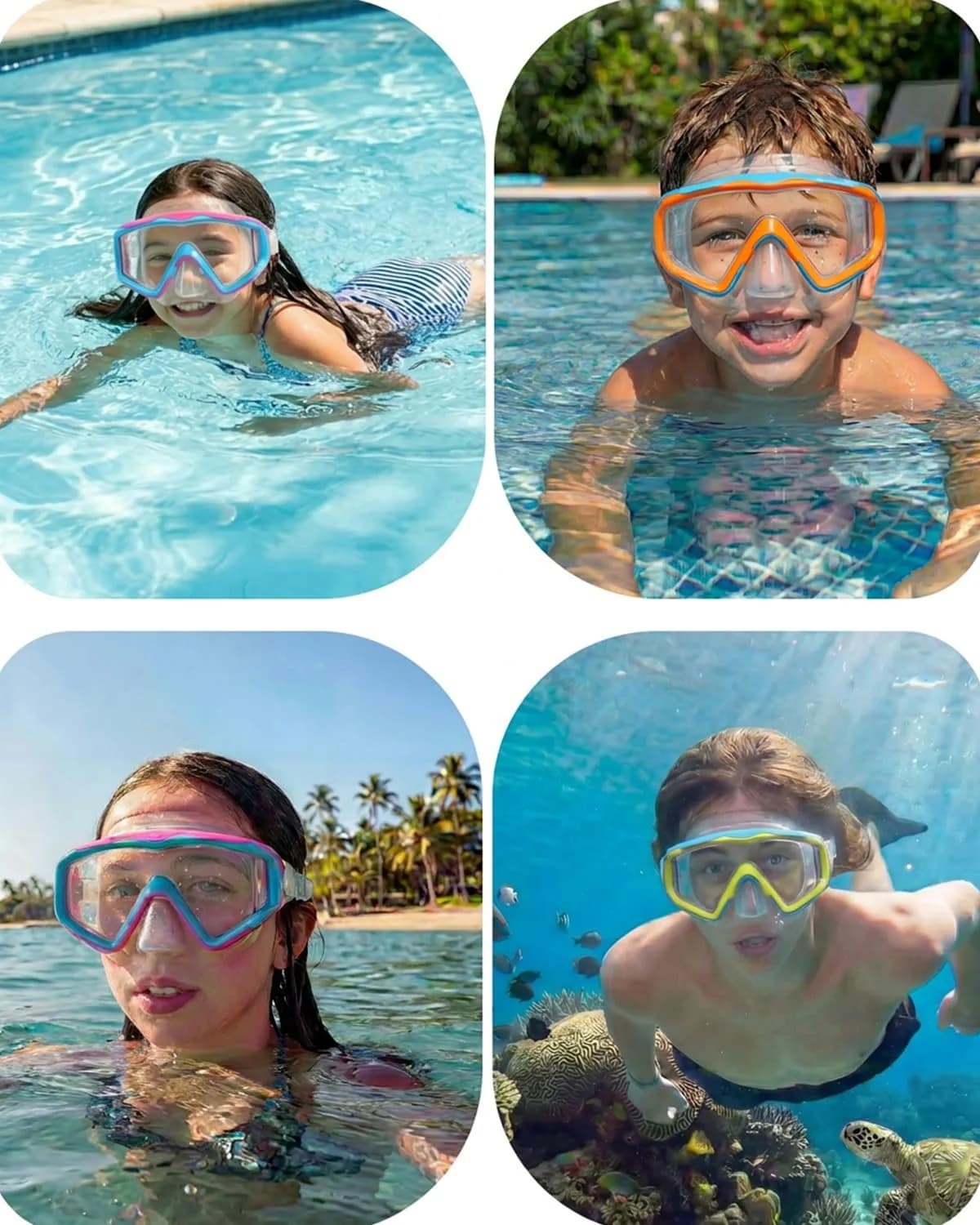 AQUA A DIVE SPORTS Kids Diving Mask Purple Blue/Blue Yellow | Single Lens Anti-Fog - view 6