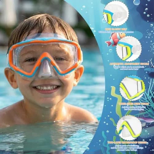 AQUA A DIVE SPORTS Kids Diving Mask Purple Blue/Blue Yellow | Single Lens Anti-Fog thumbnail 3