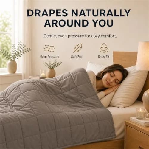 Smart Queen Weighted Blanket for Adults 60"x80" | 15 lbs, Grey, All Season, Breathable, Machine Washable thumbnail 7