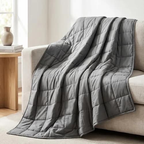 Smart Queen Weighted Blanket for Adults 60"x80" | 15 lbs, Grey, All Season, Breathable, Machine Washable thumbnail 2