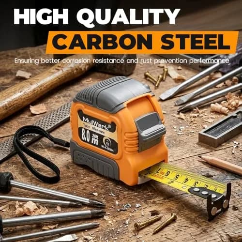 MulWark Wide Tape Measure 25 ft (7.62 m) | Double Secure Blade Lock, Magnetic Hook, Both-Side Metal Blade thumbnail 2