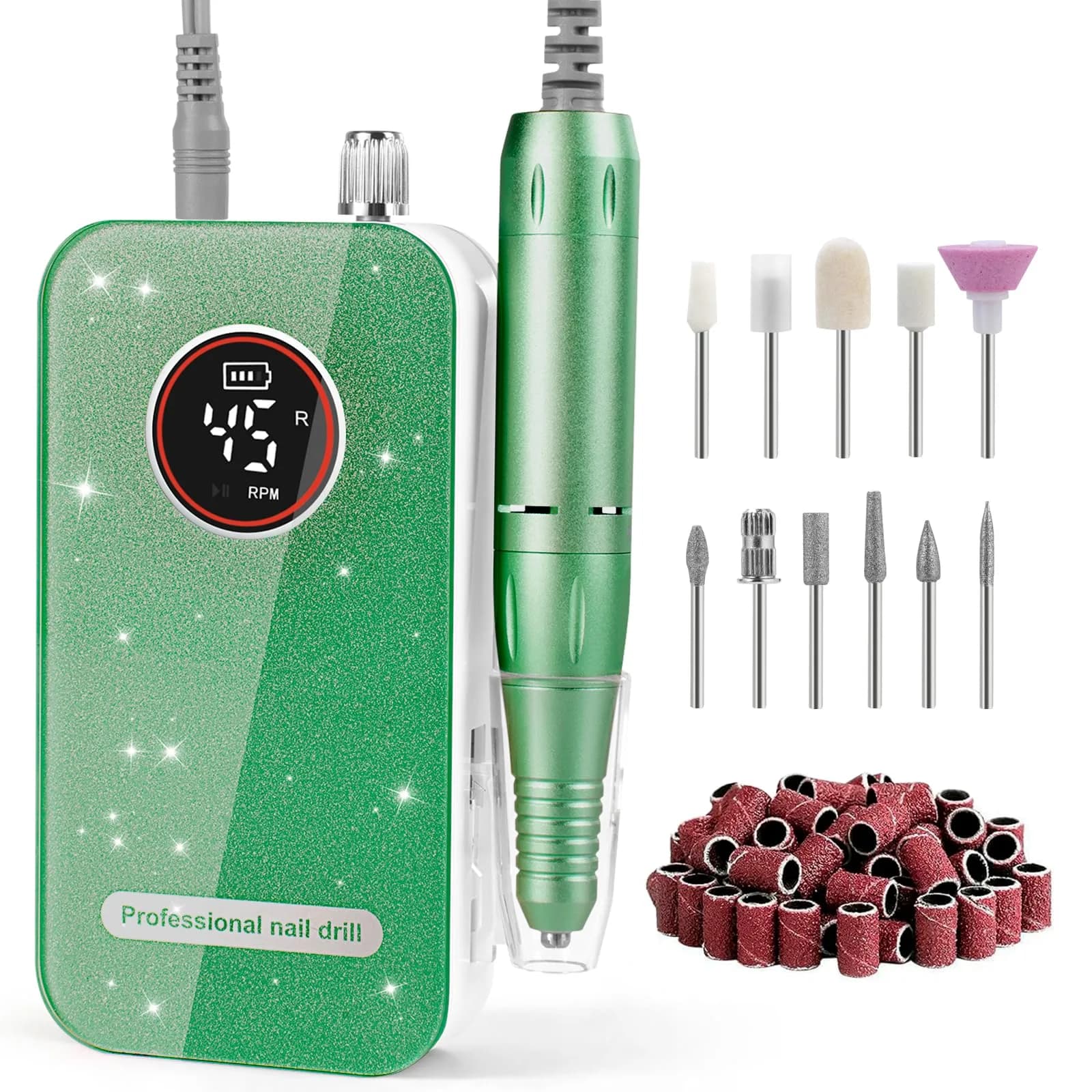 HQMPHQ Professional Nail Drill 45000RPM Purple | High-Speed Electric Nail File for Acrylic Gel Nails — Fresh Green