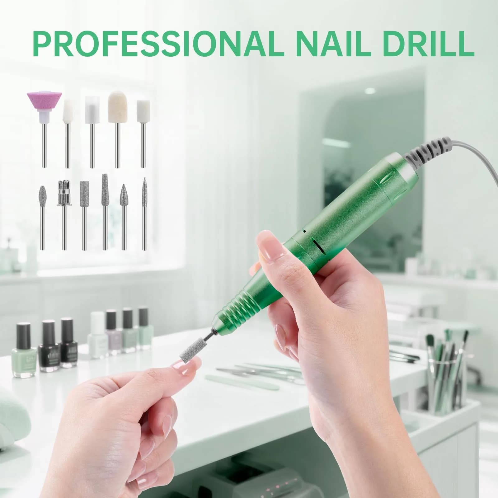 HQMPHQ Professional Nail Drill 45000RPM Fresh Green | High-Speed Electric Nail File for Acrylic Gel Nails - view 5