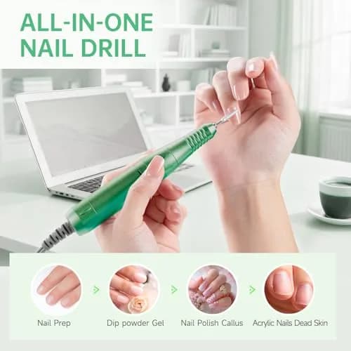 HQMPHQ Professional Nail Drill 45000 RPM Green | 11 Bits & 50 Bands thumbnail 8