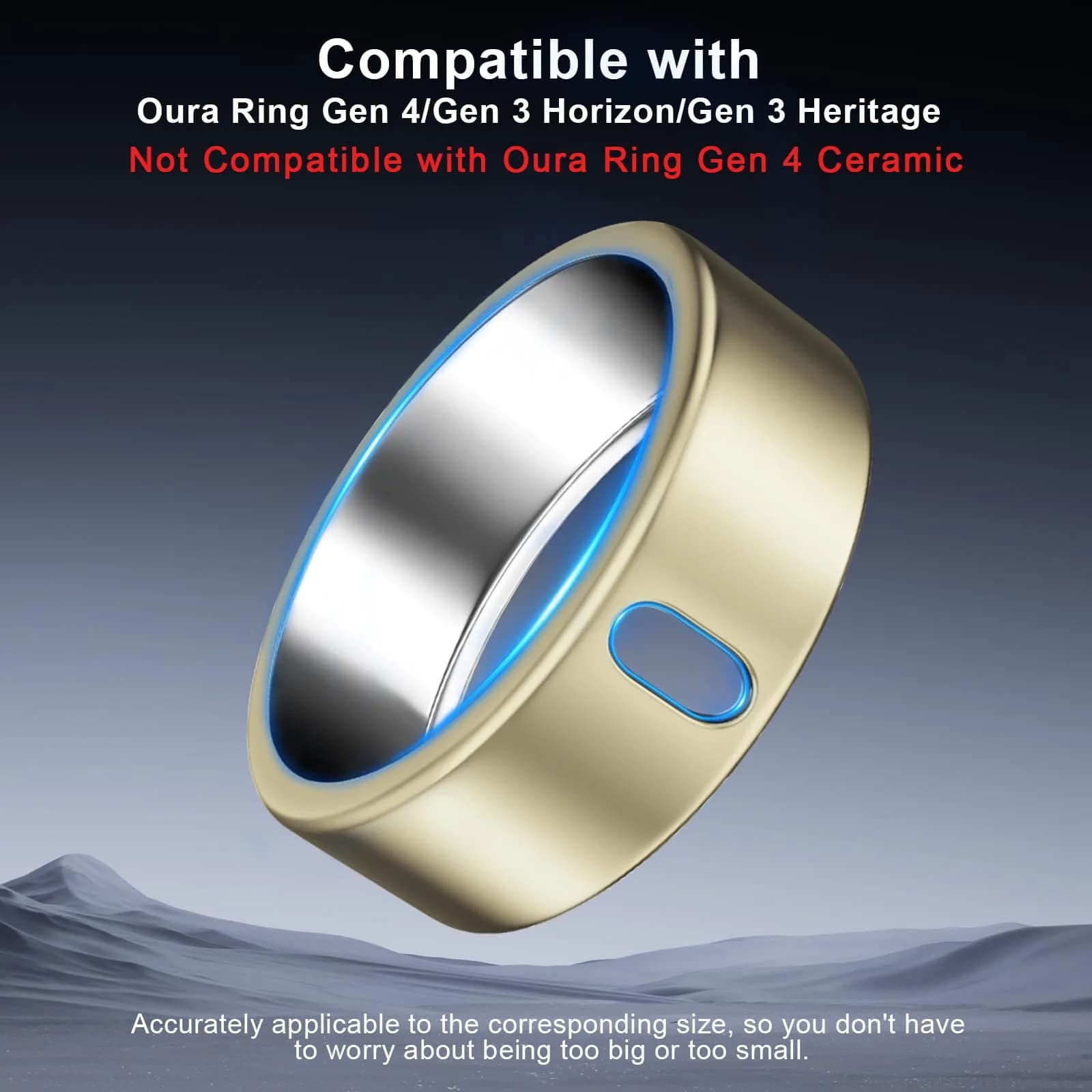 ZOOROO Oura Ring Cover 3 Pack Size 9 Champagne Gold | TPU Protector for Gen 4/3, Supports Charging - view 2