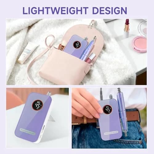 HQMPHQ Professional Nail Drill 45000RPM Purple | High-Speed Electric Nail File for Acrylic Gel Nails thumbnail 6