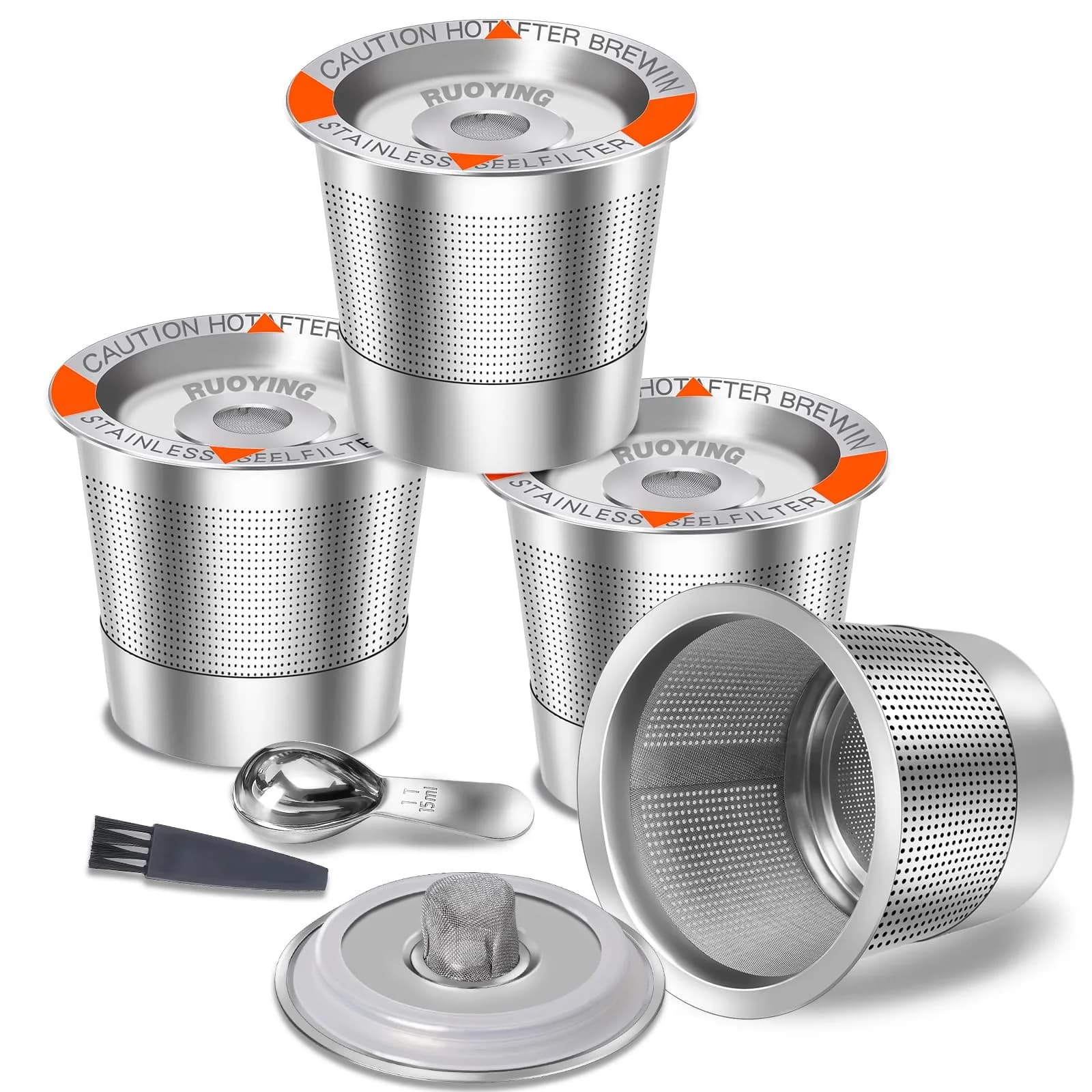 RUOYING Double Layer SUS304 Reusable K Cup Filter | Fits Keurig 1.0 & 2.0 Brewers — Stainless Steel