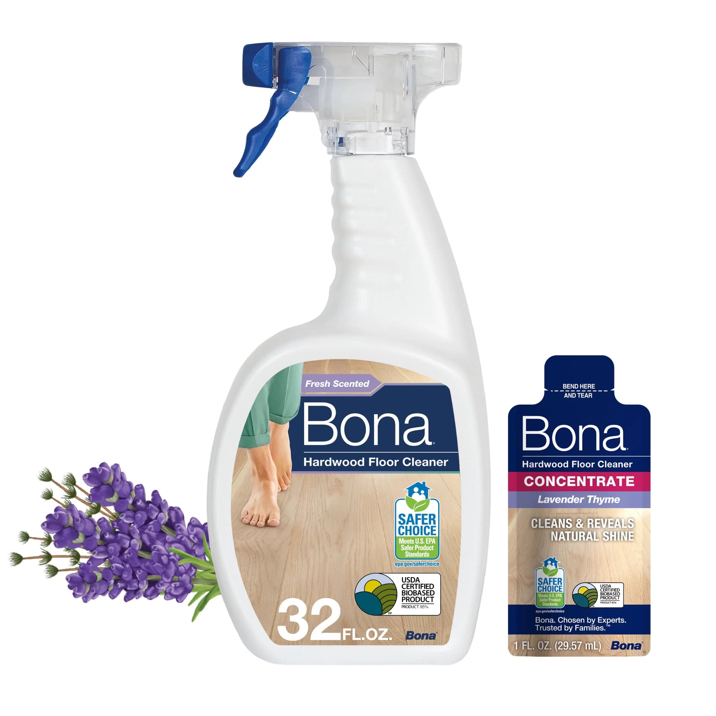 Bona Hardwood Floor Cleaner Spray 32 fl oz (946 ml) Lavender Thyme | EPA Safer Choice Certified - main product image