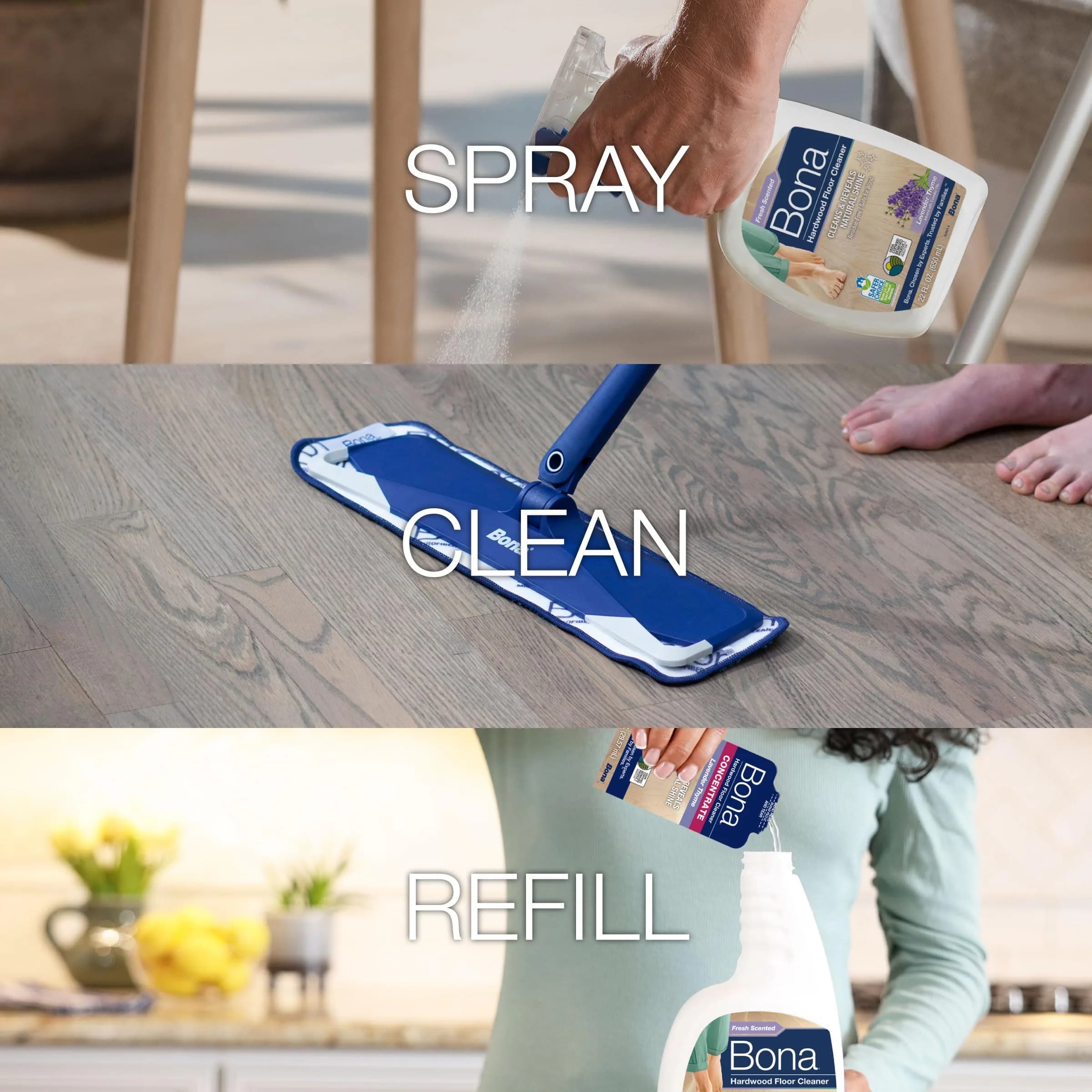 Bona Hardwood Floor Cleaner Spray 32 fl oz (946 ml) Lavender Thyme | EPA Safer Choice Certified - view 8