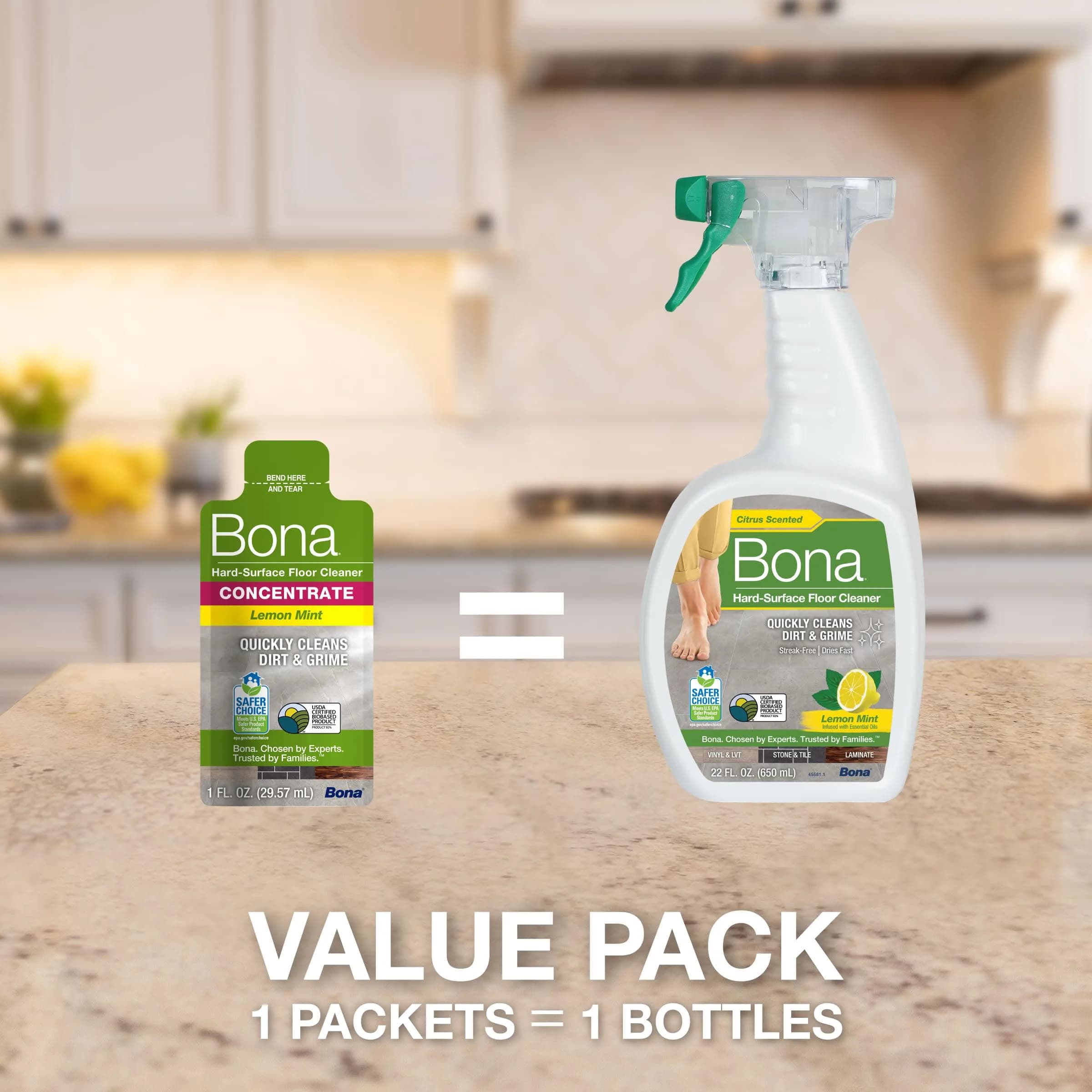 Bona Multi-Surface Floor Cleaner Spray 946ml (32 fl oz) Lemon Mint | EPA Safer Choice Certified - view 7