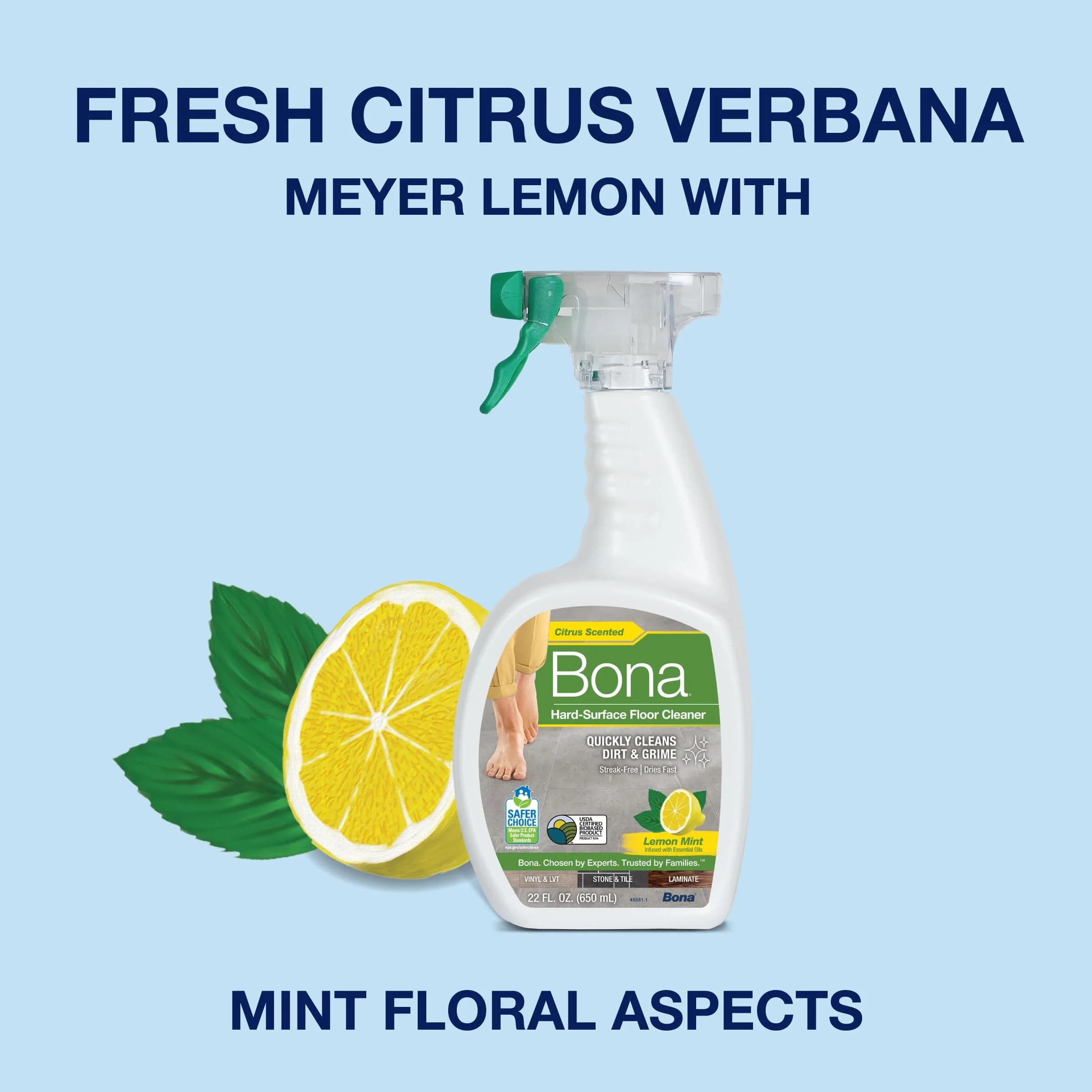 Bona Multi-Surface Floor Cleaner Spray 946ml (32 fl oz) Lemon Mint | EPA Safer Choice Certified - view 4