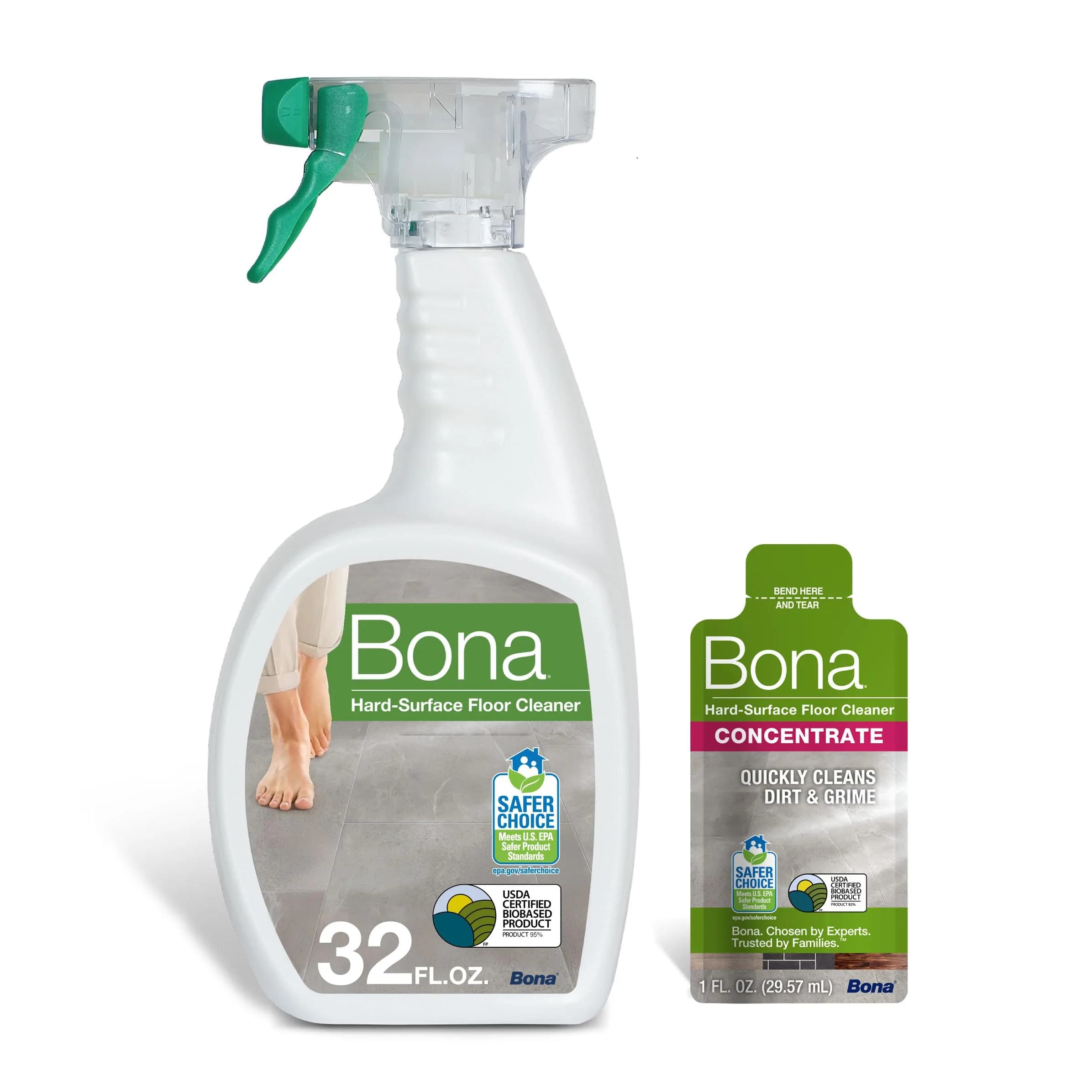 Bona Multi-Surface Floor Cleaner Spray 950ml (32 fl oz) | pH-Neutral, Rinse-Free Formula for Stone, Tile, Laminate, Vinyl - main product image