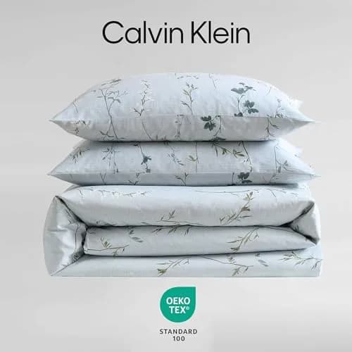 Calvin Klein Queen Duvet Cover Set with Shams | Cotton Sateen, Modern Botanical Design, Breathable & Durable (70-120 chars) thumbnail 6
