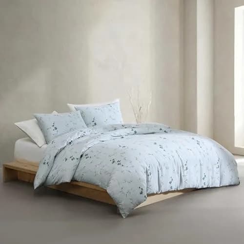 Calvin Klein Queen Duvet Cover Set with Shams | Cotton Sateen, Modern Botanical Design, Breathable & Durable (70-120 chars) thumbnail 2