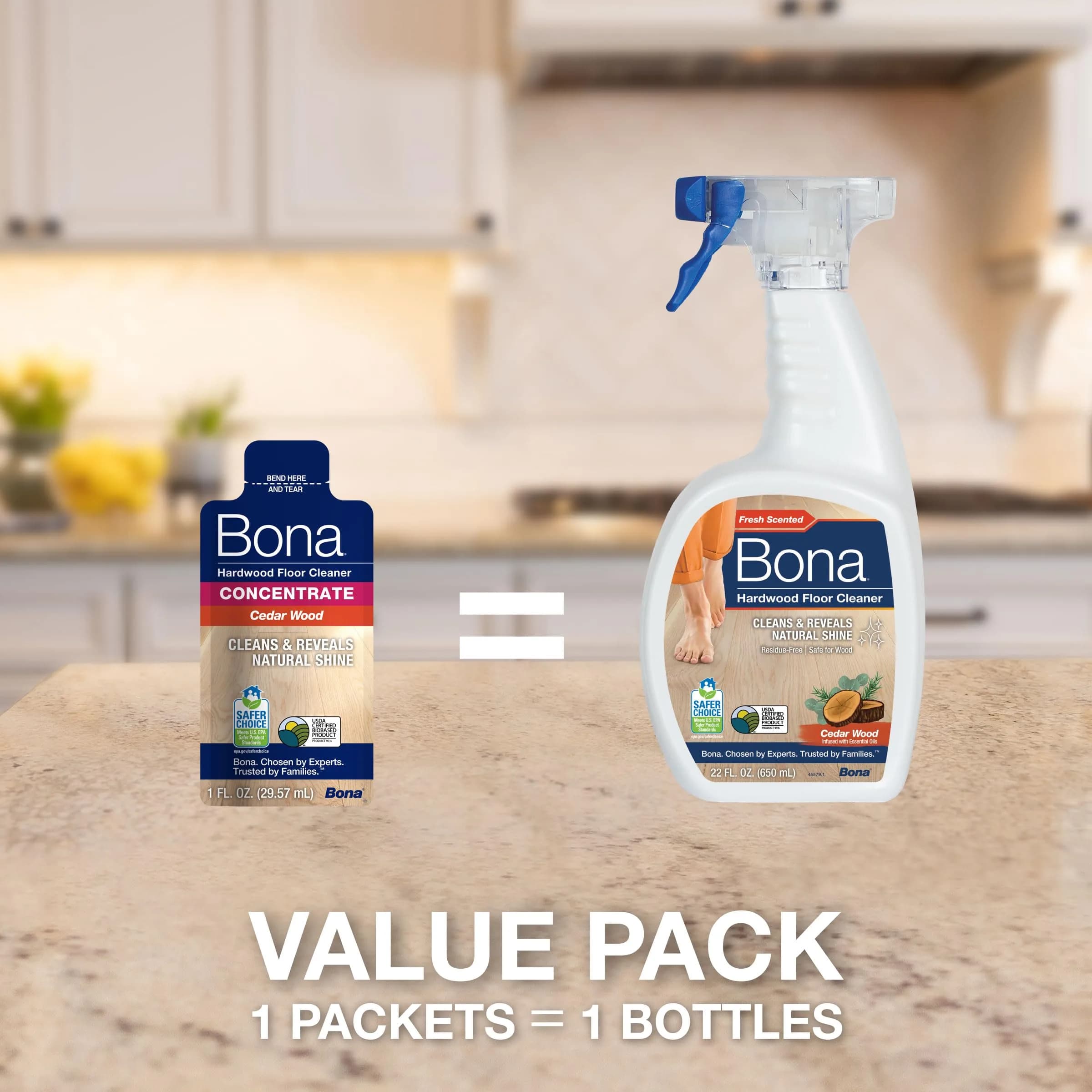 Bona Hardwood Floor Cleaner Spray 946ml (32 fl oz) with Concentrate Refill | EPA Safer Choice Certified - view 7