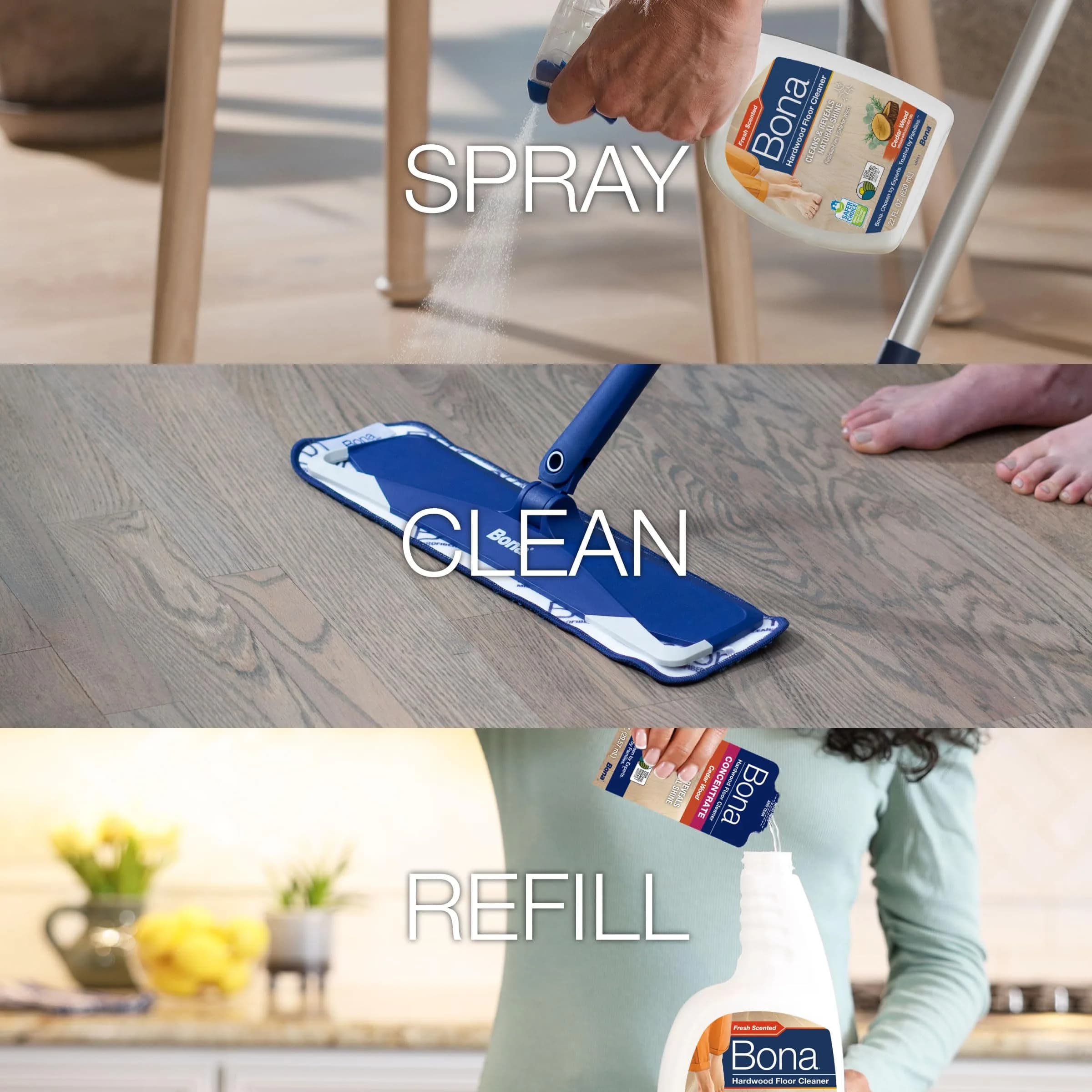 Bona Hardwood Floor Cleaner Spray 946ml (32 fl oz) with Concentrate Refill | EPA Safer Choice Certified - view 8