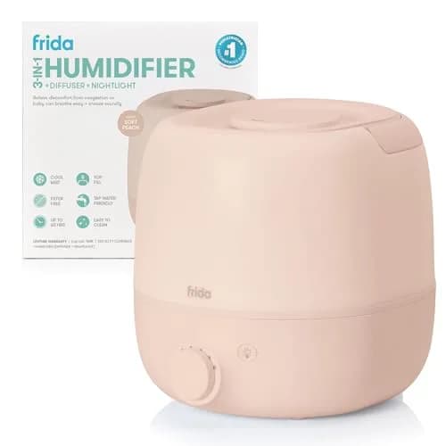 Frida Baby 3-in-1 Cool Mist Humidifier, Nightlight & Diffuser, 0.6 Gallon Tank, Peach | Hydrates Rooms up to 320 sq ft thumbnail 1