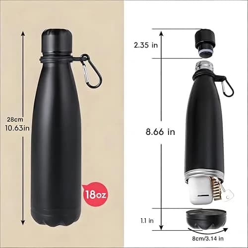 LetPetSet Black Stainless Steel Diversion Safe Water Bottle 532ml (18 Fl Oz) | Hide Valuables Discreetly thumbnail 4