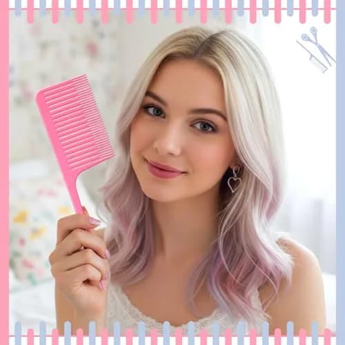 Patelai 6 Pcs Highlighting Comb Weaving, Classic Style, Pink | Multi-Functional Hair Styling Tool thumbnail 5