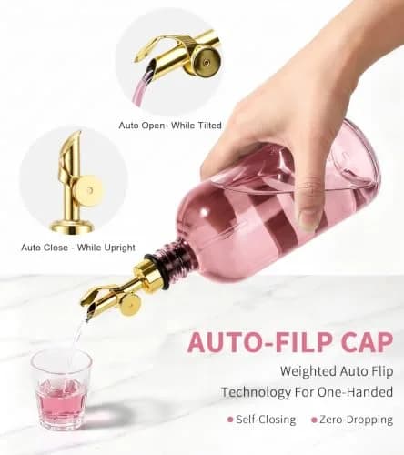 TOLDATLI Pink Glass Mouthwash Dispenser 502ml (17 fl oz) | Auto-Flip Cap for Precise Pouring thumbnail 4