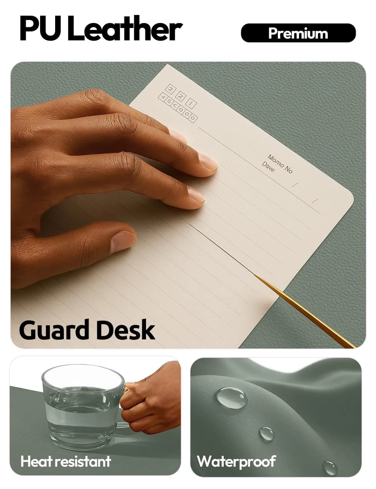 YSAGi Leather Desk Pad Protector, Large Mouse Pad, 55" x 17.2" | Protects Desk from Scratches, Stains, Spills - view 4