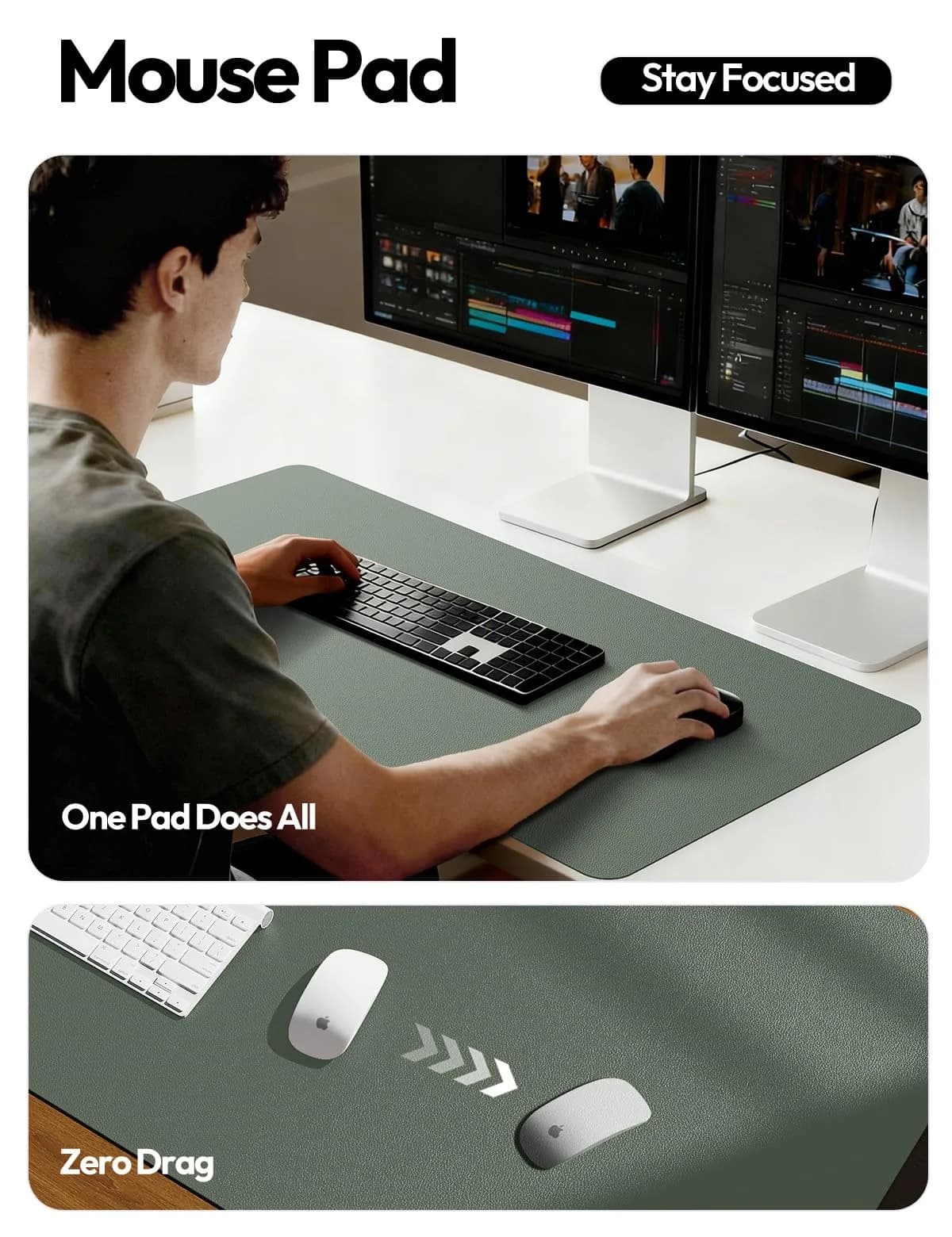 YSAGi Leather Desk Pad Protector, Large Mouse Pad, 55" x 17.2" | Protects Desk from Scratches, Stains, Spills - view 5