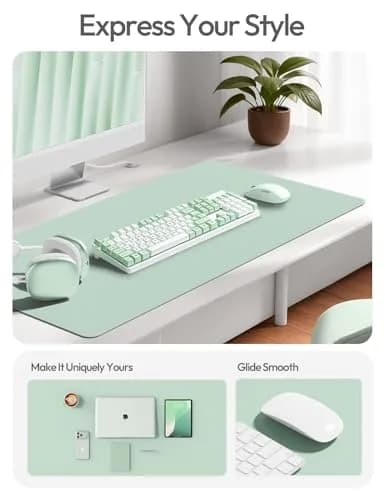 YSAGi Leather Desk Pad Protector Pale Green 139.7cm x 43.7cm (55" x 17.2") | Protects Desks, Enhances Workspace thumbnail 3