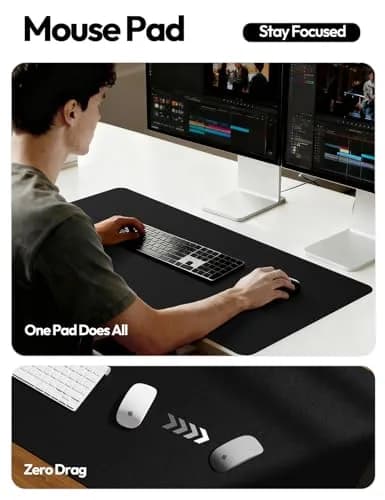 YSAGi Leather Desk Pad Protector Black 137cm x 43cm (55" x 17.2") | Protects Desks, Enhances Workspace thumbnail 5