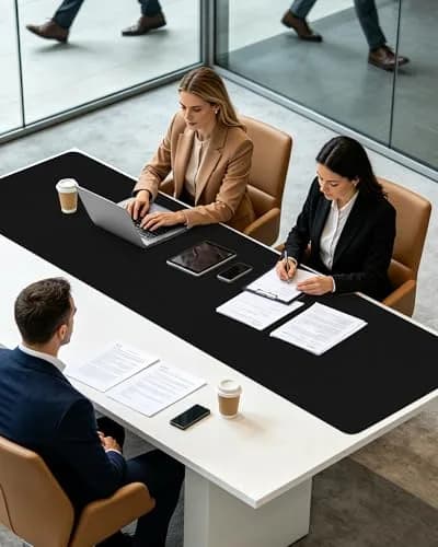 YSAGi Leather Desk Pad Protector Black 137cm x 43cm (55" x 17.2") | Protects Desks, Enhances Workspace thumbnail 2