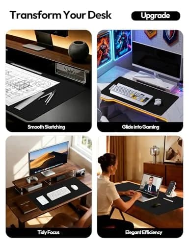 YSAGi Leather Desk Pad Protector Black 137cm x 43cm (55" x 17.2") | Protects Desks, Enhances Workspace thumbnail 3