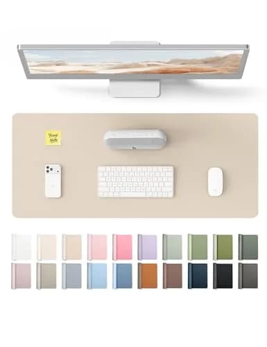 YSAGi Leather Desk Pad Protector, Eggshell, 140cm x 43.2cm (55" x 17.2") | Protects Desks, Doubles as Large Mouse Pad thumbnail 1