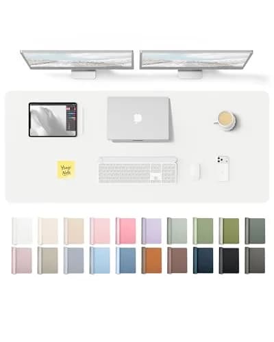YSAGi White Leather Desk Pad Protector 139.7cm x 43.7cm (55" x 17.2") | Protects Desks from Scratches, Stains, and Spills thumbnail 1