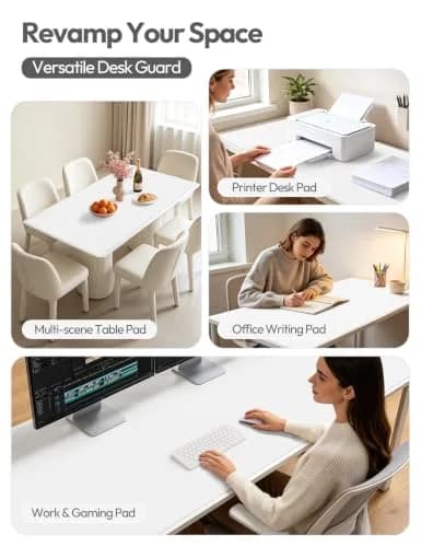 YSAGi White Leather Desk Pad Protector 139.7cm x 43.7cm (55" x 17.2") | Protects Desks from Scratches, Stains, and Spills thumbnail 7