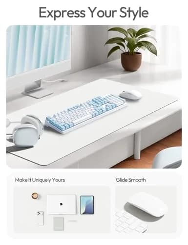 YSAGi White Leather Desk Pad Protector 139.7cm x 43.7cm (55" x 17.2") | Protects Desks from Scratches, Stains, and Spills thumbnail 3