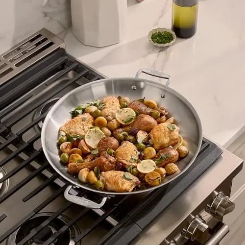 All-Clad D3 Stainless Steel 14" Paella Pan | Made in USA, 14-inch, Fully Bonded Tri-Ply thumbnail 4