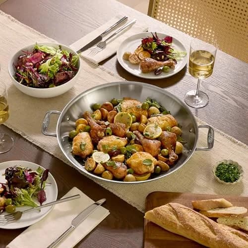 All-Clad D3 Stainless Steel 14" Paella Pan | Made in USA, 14-inch, Fully Bonded Tri-Ply thumbnail 7