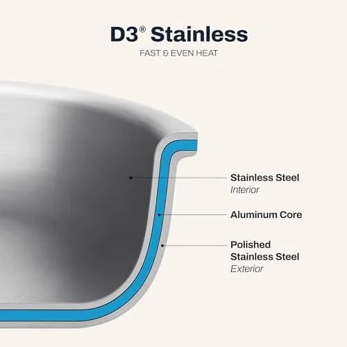 All-Clad D3 Stainless Steel 14" Paella Pan | Made in USA, 14-inch, Fully Bonded Tri-Ply thumbnail 3