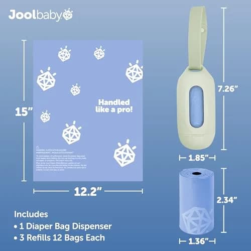 Jool Baby Disposable Diaper Bag Dispenser Sage | Lavender Scented & Retractable (70-120 chars) thumbnail 3