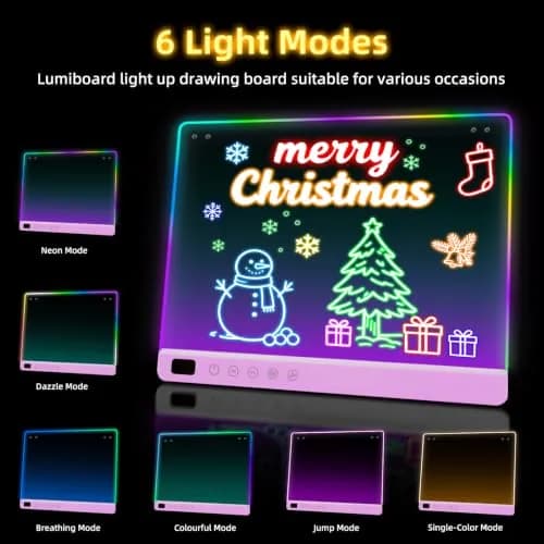 Lumiboard LED Drawing Board with Stand, 16" Rechargeable Glow Doodle Tablet, 8 RGB Colors & 6 Modes | Purple thumbnail 5