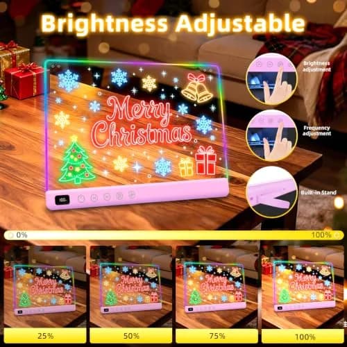 Lumiboard LED Drawing Board with Stand, 16" Rechargeable Glow Doodle Tablet, 8 RGB Colors & 6 Modes | Purple thumbnail 6