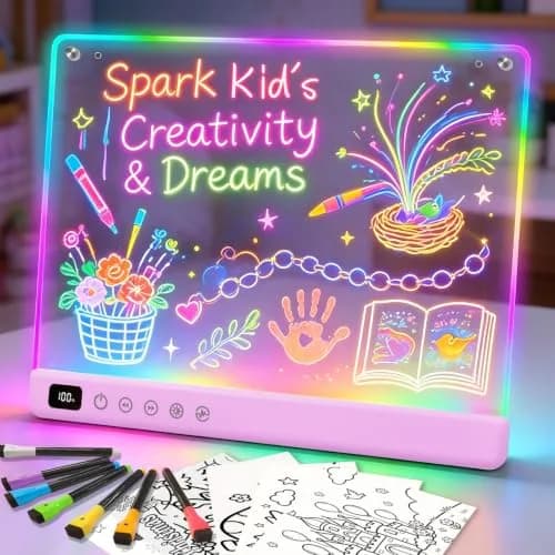 Lumiboard LED Drawing Board with Stand, 16" Rechargeable Glow Doodle Tablet, 8 RGB Colors & 6 Modes | Purple thumbnail 1
