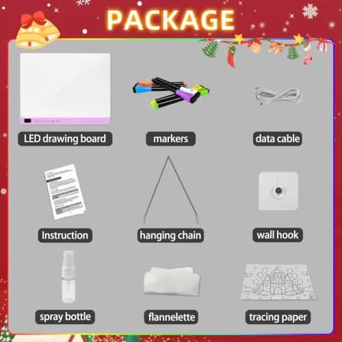 Lumiboard LED Drawing Board with Stand, 16" Rechargeable Glow Doodle Tablet, 8 RGB Colors & 6 Modes | Purple thumbnail 2