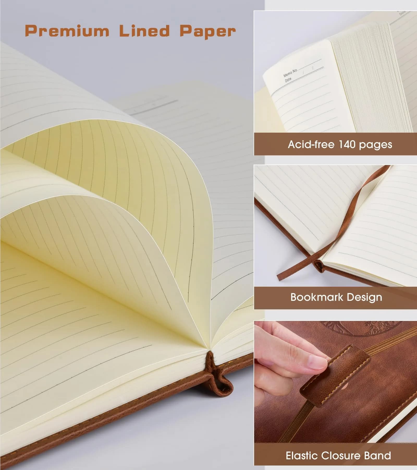 Biuwory Lined Pocket Journal Notebook for Women Men, A6 Leather Journal 140 Pages | Vintage Diary Notepad for Work - view 4