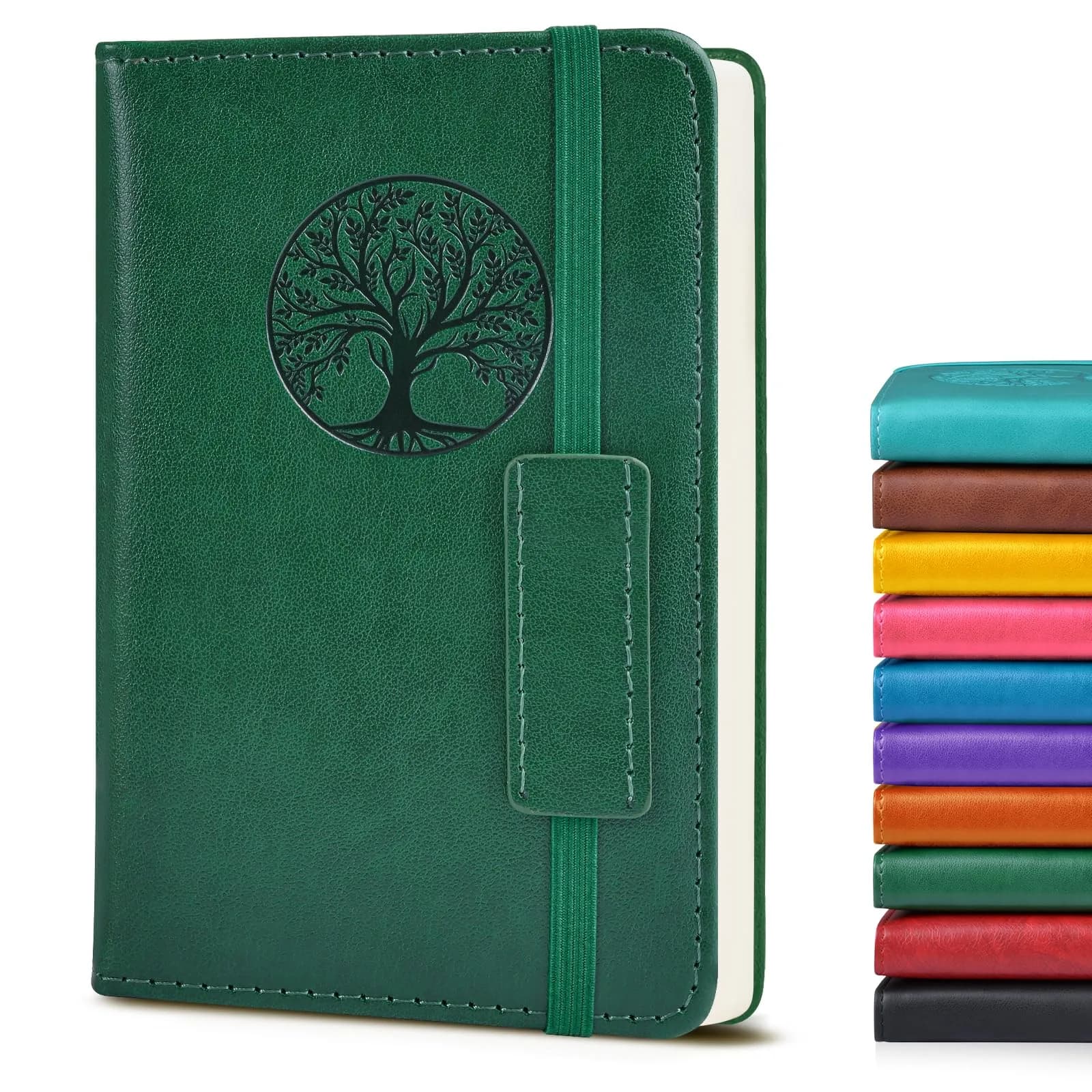 Biuwory Lined Pocket Journal Notebook, A6 Leather Diary Notepad (Green, 140 Pages) | Vintage Design for Daily Writing - main product image