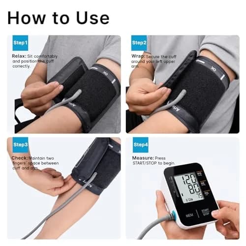 Wishlove Black Blood Pressure Monitor | Accurate Upper Arm BP Cuff for Home Use thumbnail 7