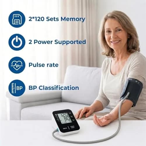 Wishlove Black Blood Pressure Monitor | Accurate Upper Arm BP Cuff for Home Use thumbnail 2