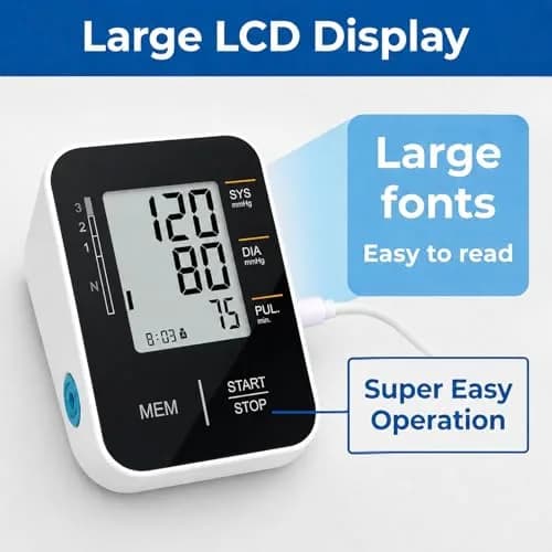 Wishlove Black Blood Pressure Monitor | Accurate Upper Arm BP Cuff for Home Use thumbnail 3